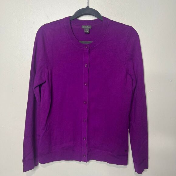 Eddie Bauer Purple Button Up Cardigan Sz M - Picture 1 of 7